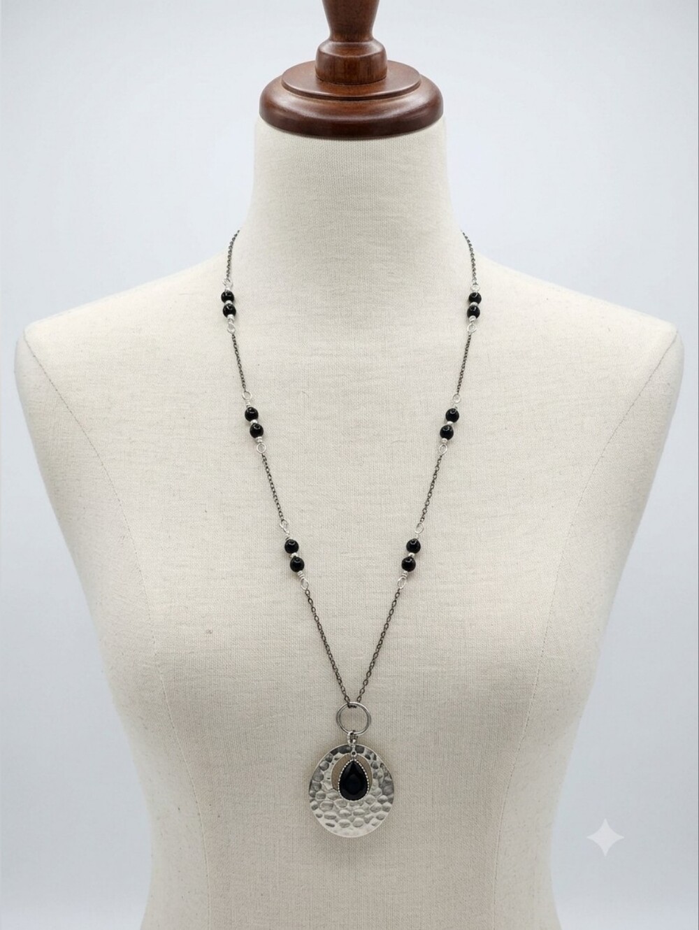 Handcrafted One Of A Kind Hammered Steel Pendant Necklace